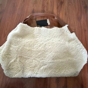 Shinola Detroit The Runwell shoulder tote shearling and natural leather oat tan